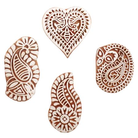 Set of 4 Piece New Mix Wooden Printing Block